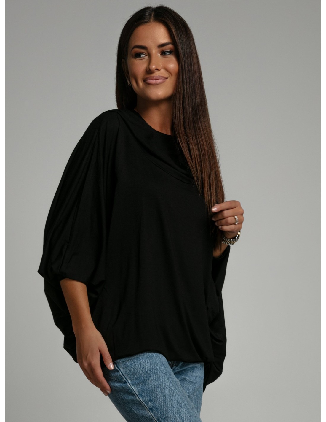 Multifunctional dress/tunic/hoodie 3 in 1 black FG620